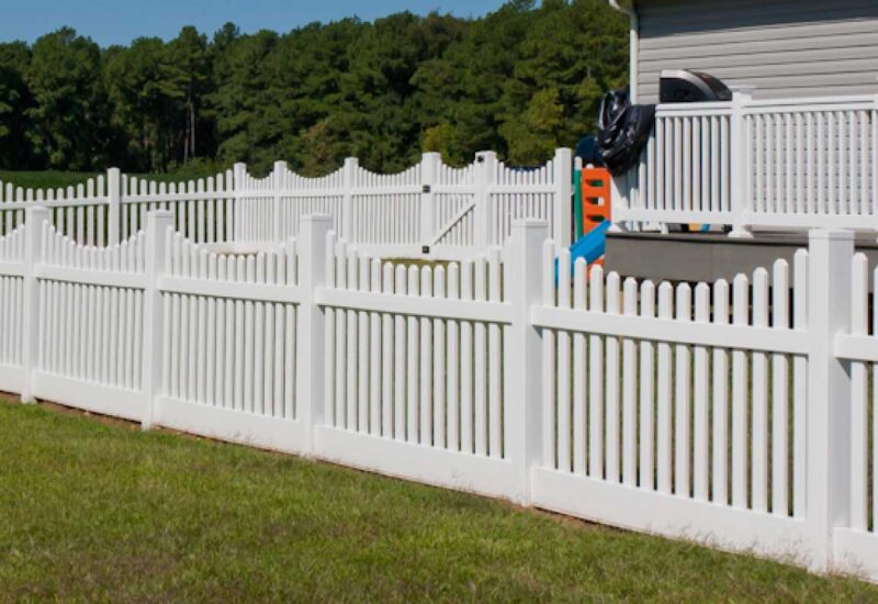 Severn White Severn with 2" x 6" Bottom Rail & Dog Ear Picket Caps