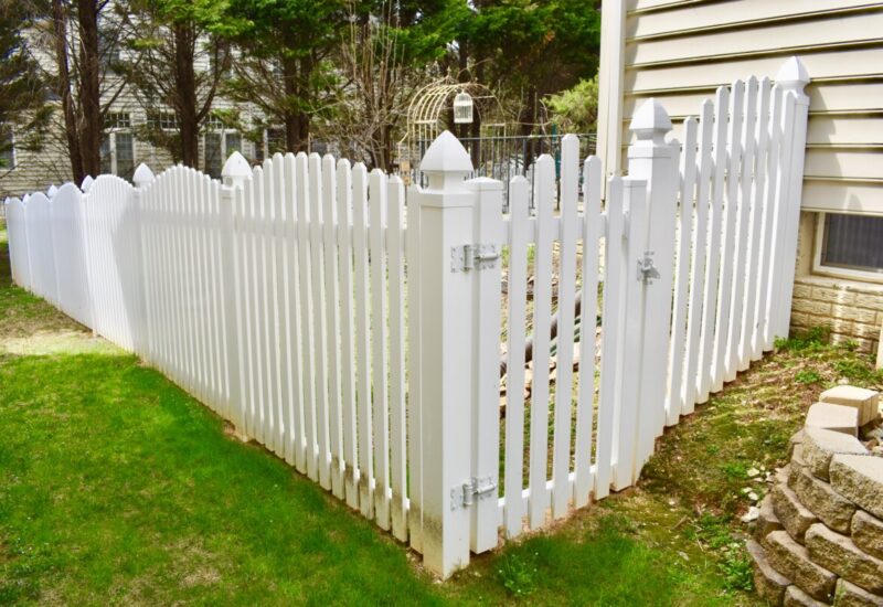 Baynard White Baynard with Gothic Post Caps & Dog Ear Picket Caps