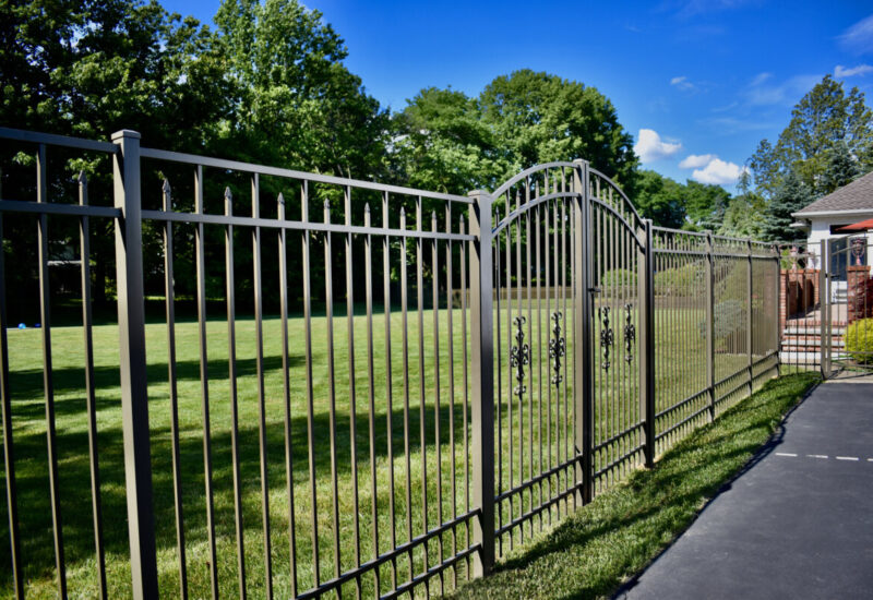 Waterfront Bronze Waterfront Traditional Bottom with 4th Rail & Estate Scrolls on Rainbow Gate